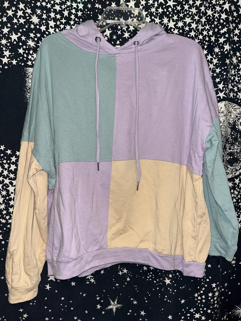 easel Pastel Colorblock Hoodie in Lavender, Mint & Cream